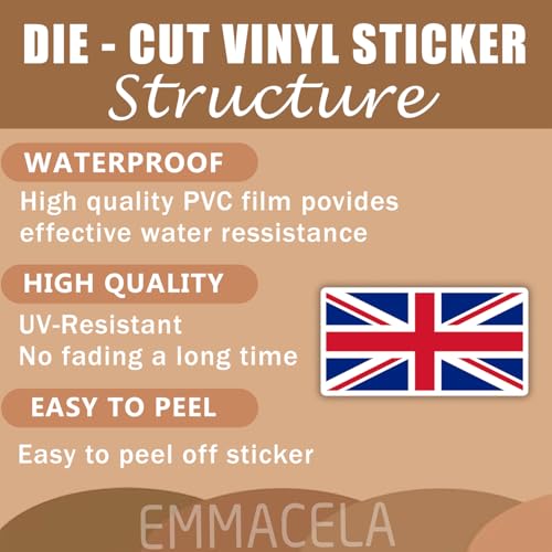 Image of (3PCS) United Kingdom Flag stickers, Countries Flag Stickers - Waterproof Vinyl Decals For Laptops, Tumblers, Water Bottles, Books, Scrapbooks, Size 3 x 1.7 Inch