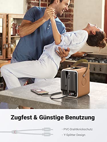 UGREEN Klinke auf Cinch Kabel 3,5mm Klinke Chinch Stereo Audio Kabel für TV, PC, Handy, MP3-Player, Lautsprecher, Heimkino, Autoradio, Tablet, Verstärker, Soundbar usw. (1m)