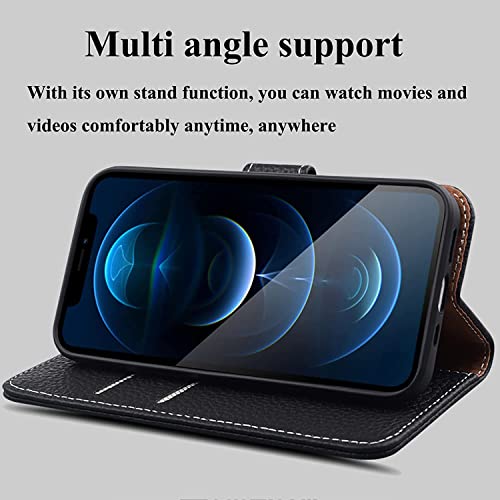 Étui iPhone 13 Pro portefeuille cuir marron avec support clapet aimanté - 5