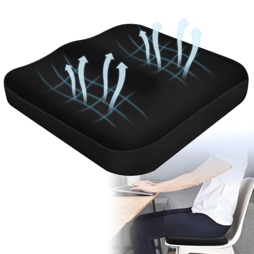 VGECEE Cojín de Asiento Ergonómico para Silla de Oficina 39x39cm Cojín de Asiento de Espuma Viscoelástica Cojín Reductor de Presión Coxis para Silla de Oficina Asiento de CocheI Antideslizante Lavable