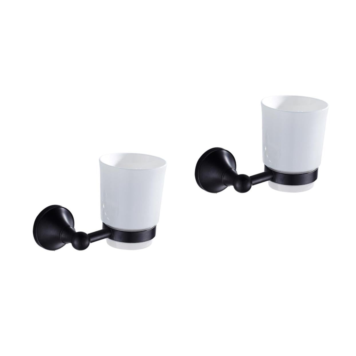 Cabilock 2pezzi Portabicchiere da Bagno Rame Nero Murale per Spazzolini con Tazza Accessori Eleganti per Cucina e Bagno Facile e Resistente