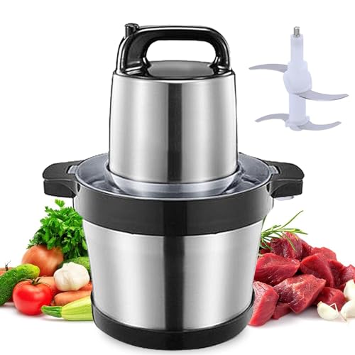 Procesadores de alimentos,picadora de carne eléctrica de 1000 W con tazones de 6 L/8L y 4 cuchillas afiladas de dos niveles, picadora de alimentos de acero inoxidable,2 modos,para carne,verduras,6L