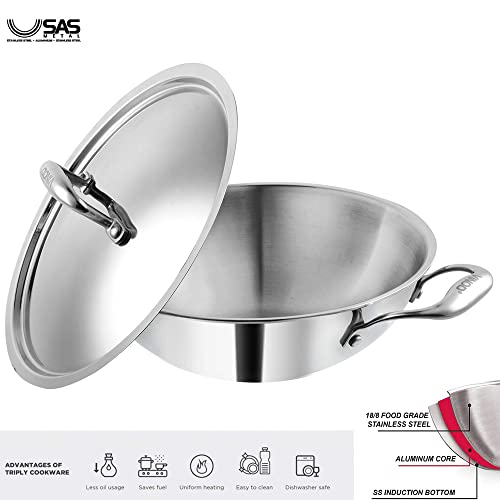 Wok de acero inoxidable con tapa 32 cm 5.2 litros miniatura 4