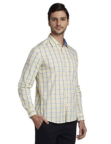 Image of Parx Men's Cotton Blend Checks Pattern Slim Fit Semi Cutaway Collar Full Sleeve Casual Shirt