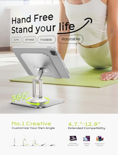 image for LISEN for iPad Stand for Desk 360° Adjustable Tablet Stand Holder, Al