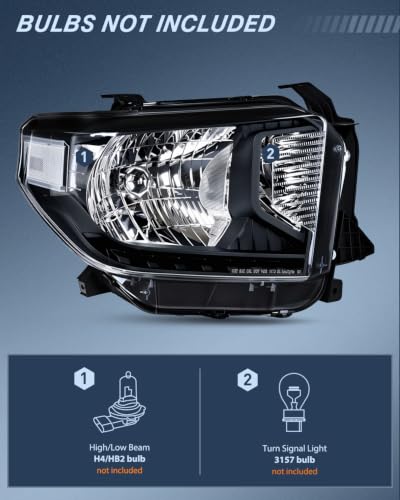 Image of Nilight Headlight Assembly Compatible for 2014-2021 Toyota Tundra | 2014 2015 2016 2017 2018 2019 2020 2021 SR5 /1794 /Limited /Platinum /SR /TRD Pro Headlamps with Black Housing Amber Reflector