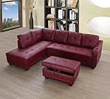 Beverly Fine Funiture Sectional Sofa Set, Burgundy