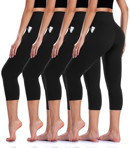 Image of MOREFEEL 3 Pack 8 inch High Waisted Biker Shorts for Women, Casual Summer Knee Length Tummy Control Running Athletic Yoga Shorts