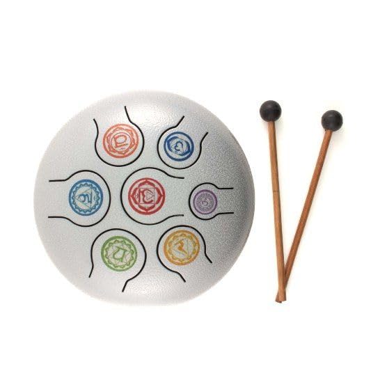 MAZRA Steel Tongue Drum 8 Note, 13-inch Percussion Instrument Handpan Drum with Bag, Music Book and Mallets for Kids and Adults Meditation Musical Education Concert (Grey, 10 inch)