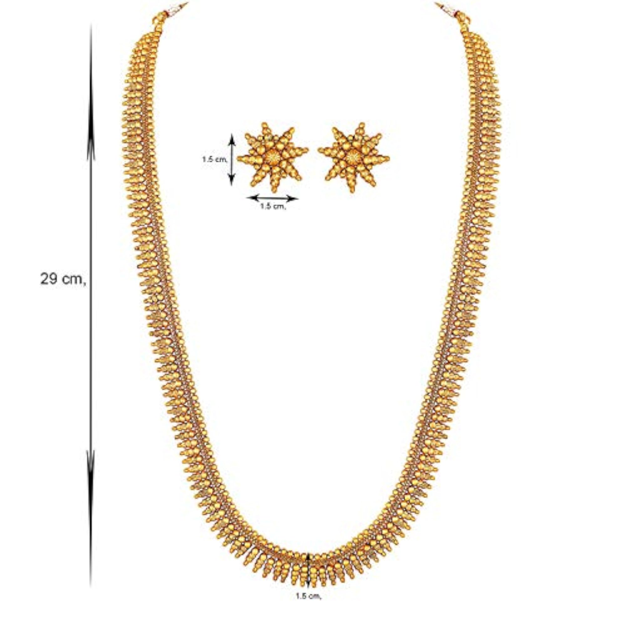 Women's 18K Gold Plated Leaf Work Necklace Set with Earrings