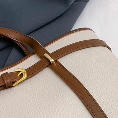 Retro Solid Tote Bag for Women Large Capacity Practical Work Travel Shoulder Bags PU Leather Underarm Bag 20253