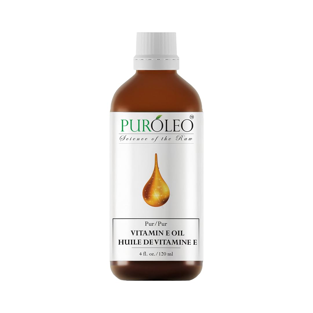 PUROLEO Vitamin E Oil 4 FL Oz/118 ML (Packed in Canada) – Pure Vitamin E Oil for Skin, Hair, and Face. A versatile oil suitable for various personal care and cosmetic applications