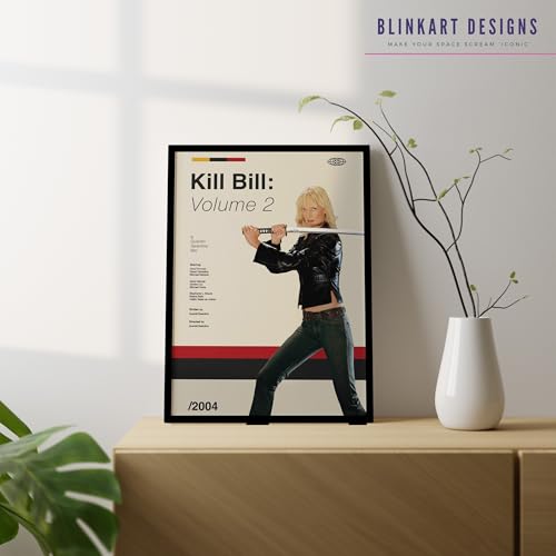 Image of BLINKART Kill Bill Volume 2 Vintage Movie Poster Frame 8x12 Inch | Premium 300 GSM Paper Wall Print | Mid Century Vintage Film Artwork for Home, Bedroom, Living Room, Office | Framed Photo Decor