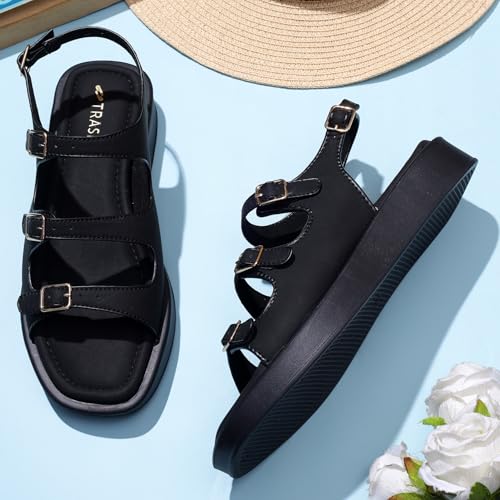 Image of TRASE Strap Trend Comfortable Flat Sandals For Women - Women Footwear Stylish And Adjustable Double Strap Sandals For Daily Use