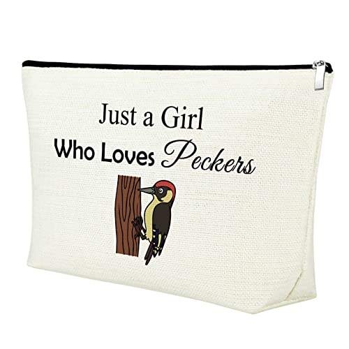 Mxrymvu Woodpecker Lover Gift Makeup Bag Bird Lovers Gift for Women Cosmetic Bag Bird Watcher Ornithologist Gifts Christmas Graduation Birthday Present for Friend Travel Pouch