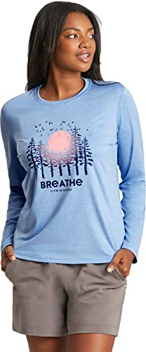 T-shirt actif contre la transpiration Life is Good Breathe Forest femme