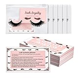 150 Pieces Eyelash Aftercare Supplies 50 Empty Eyelash Makeup Bag Bulk 100 Lash Care Cards Zippered...