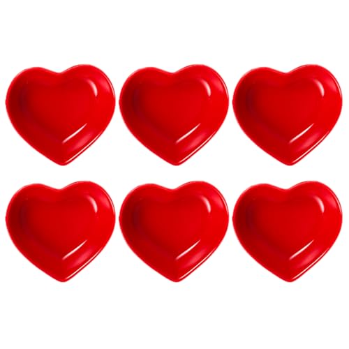 EXQUIMEUBLE 6個 ハート型調味皿 製耐熱ディッピングプレート 多用途ソース容器 食器洗浄機 電子レンジ対応 コンパクト収納可能