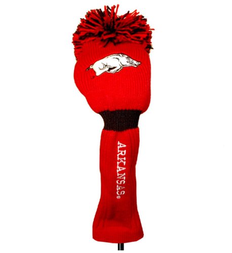 Team Golf NCAA Arkansas Razorbacks Pom Pom Head Cover Pom Pom Golf Club Headcover, Classic Knit Style, Extra Long Sock for Shaft Protection, Elastic Middle to Prevent Falling Off