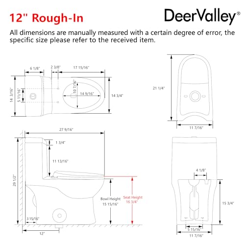 Image of DeerValley DV-1F52816 Ally White Ceramic Standard Comfortable Seat Height Elongated Dual Flush One Piece Toilet with Soft Closing and Quick Release Toilet Seat