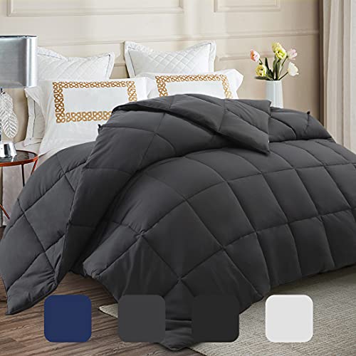 Soft Cooling Queen Size Comforter All Seasons 2100 Series Quilted Down Alternative 350 GSM Lightweight Breathable Hotel Comforters Duvet 6 Corner Tabs Plush 3D Filling Machine Washable (88"x88")