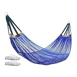 Hängematte für Camping-Ausflüge Atmungsaktive Outdoor-Ausrüstung | Hängematte für Reisen, Meditation, auf Campingplätzen, auf dem Balkon, im Urlaub, für Ausflüge und beim Wandern (Blau)