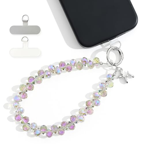 richginker Sparkling Beaded Phone Wrist Strap with Box, D-Light Purple - image 2