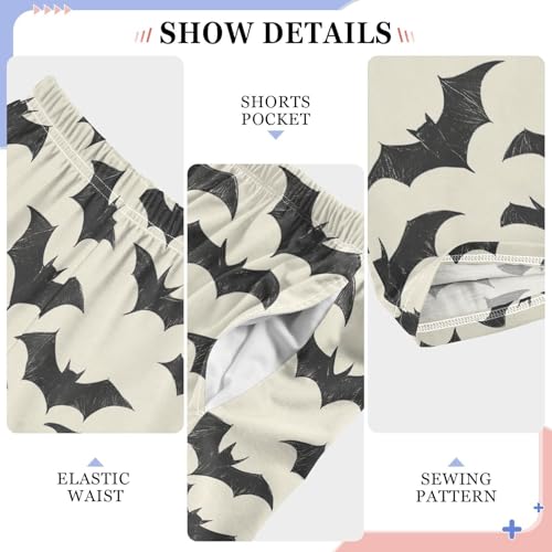 Boys' Pants Halloween Black Bats Long Bottoms Jogger Pants Elastic Waist Trousers with Pockets S-XL4