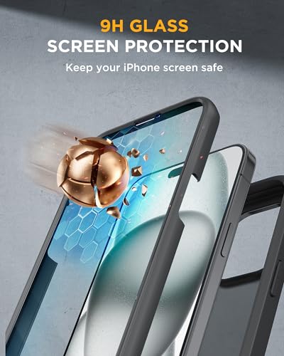 Image of Miracase Magnetic for iPhone 15 Plus Case 6.7'' [Compatible with Magsafe] only for 15 Plus Phone Case Cover with Built-in 9H Tempered Glass Screen Protector,Magnetic Frosted Black