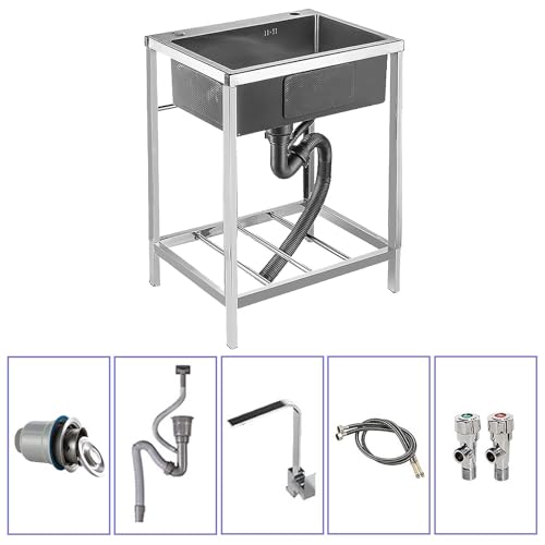Évier de jardin en acier inoxydable pour usage intérieur extérieur de 51cm