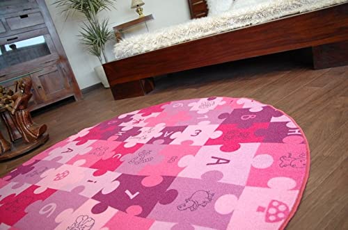 rugsx Dywan Puzzle fioletowy okrąg 150 cm