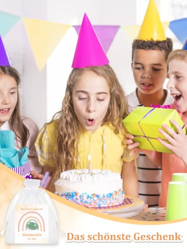 12 Glückssteine, Glücksbringer Mitgebsel Kindergeburtstag, Mitbringsel, Kleine Geschenke für Kinder Junge Mädchen 5 6 7 8 9 10 Jahre, Gastgeschenk Kommunion Erstkommunion Hochzeit Taufe Konfirmation