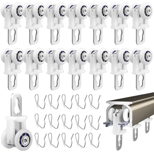 GZcaiyun 15 rieles de cortina, rieles de cortina, ruedas de aleación de zinc, silencioso, para rieles de cortina, con gancho afilador