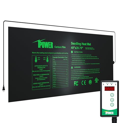 iPower 48" x 20.75" Hydroponic Seeding Warm Pad and Heat Mat Thermostat Controller Plant Starting Kit Combo