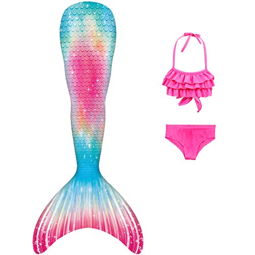 DNFUN 3pcs Traje Baño Cuello Hálter Cola Sirena