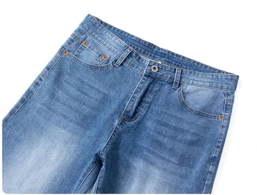 Hndudnff Men Thin Zipper Jeans Soft Breathable Straight Trousers Business Denim Pants with Pockets3