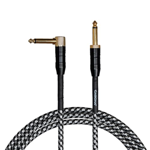 CASCHA Professional Line Guitar Cable, Angled, Tweed Black, 9 m - Image 2