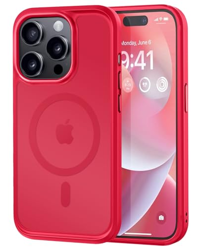 Image of MOCCA Magnetic Shockproof for iPhone 14 Pro Case,Red | 13ft Drop Tested | Compatible with MagSafe | Anti-Slip Matte Finish | Raised Camera & Screen Lip | Ultra-Slim Design