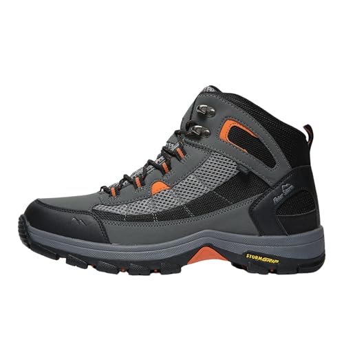 Image of Peter Storm Men’s Filey Mid Walking Boot with High Traction Rubber Sole & Ankle Support, Durable Suede & Mesh (Black, UK Footwear Size System, Adult, Men, Numeric, Medium, 8)