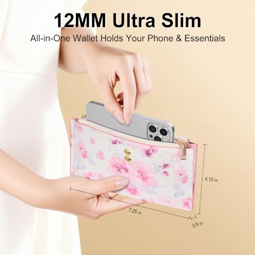 Image of Travelambo Womens Leather Bifold Wallet, Slim RFID Blocking Card Holder