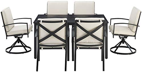 Crosley Furniture Ko60023Bz-Ol Kaplan Outdoor Metal Dining Set, 7-Piece (2 Swivel & 4 Regular Chairs), Oiled Bronze With Oatmeal Cushions #TOP1