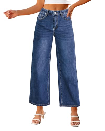 luvamia Wide Leg Jeans for Women High Waisted Relaxed Fit Trendy Stretchy Denim Pants Ankle Trouser Jeans with Pockets