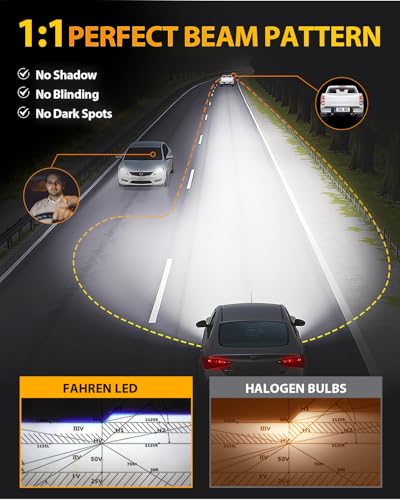 Image of FORENNER H11 H9 H8 Light Bulbs, 7th-Gen 60000LM 1200% Fog Lights, 1:1 Size 6500K White, IP68 Waterproof 70000Hrs+ Lifespan, Plug N Play, Back Up Light Assemblies Pack of 2