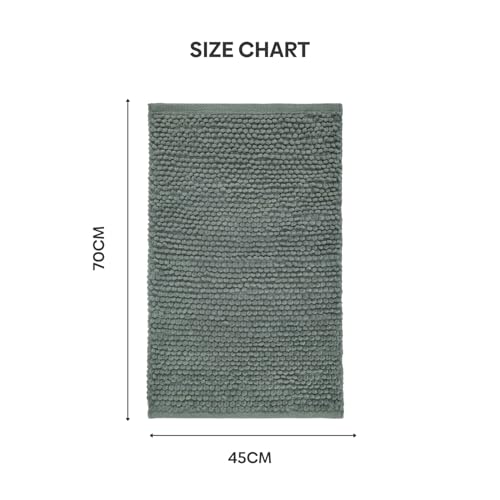 Image of haus & kinder Door Mat Cotton Chenille 1700 GSM | Ultra Soft Absorbent Anti Skid Bath Mat for Bathroom, Entrance & Kitchen | Thick Floor Mat | Sage Green | 45 x 70 cm