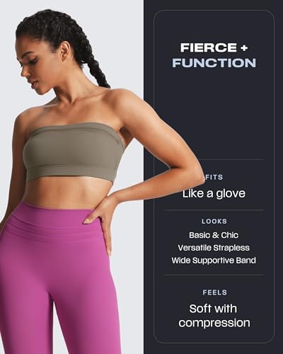 Image of Aoxjox Women's Workout Strapless Bandeau Mesh Bras Training Fitness Running Yoga Crop Tank