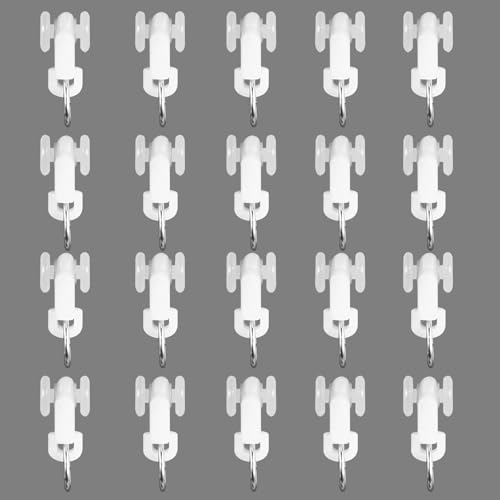 Curtain Glider Track Rail Runners Mute Wheel Rollers Heavy Duty Curtains Tracks Pulley 20PCS,White