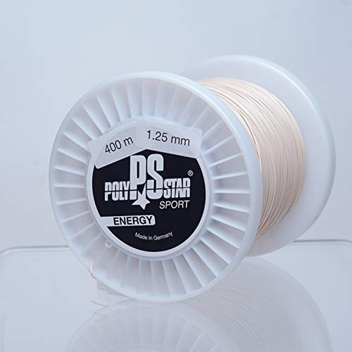 Polystar Poly Star, corde da tennis, da uomo, ragazza, ragazzo, colore nero, 400 m, rotolo da 1,25 mm