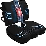 FORTEM Chair Cushion, Seat Cushion for Office Chair, Lumbar Support Pillow for Chair, Car Seat Cushion, Back Support Memory Foam Pillow Washable Cover (Black, Mesh)