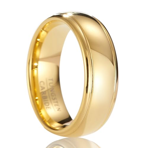 SOXEMAN Goldene Luxus-Eheringe aus Wolframkarbid für Damen und Herren mit einer Breite von 8 mm, geeignet für Hochzeiten, Verlobungen, Jubiläen und als Geschenk., Wolframkarbid, Kein Edelstein SOXEMAN Goldene Luxus-Eheringe aus Wolframkarbid für Damen und Herren mit einer Breite von 8 mm, geeignet für Hochzeiten, Verlobungen, Jubiläen und als Geschenk., Wolframkarbid, Kein Edelstein