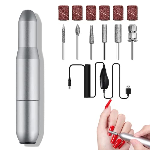 Torno para Uñas, Lima Uñas 12 en 1 Kit de Manicura y Pedicura Pulido Salón DIY Hogar, Velocidad Ajustable, Día de la Madre Regalo (2)